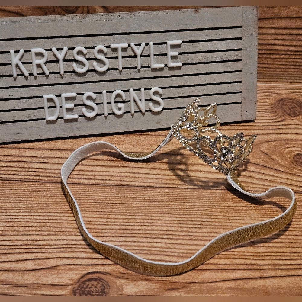 Baby Mini Crown headband newborn pics Photography Gold